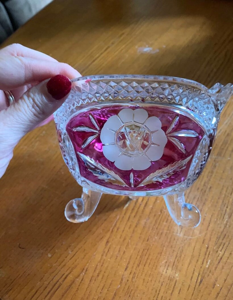 Vintage Hofbauer Crystal Candy Dish Etsy