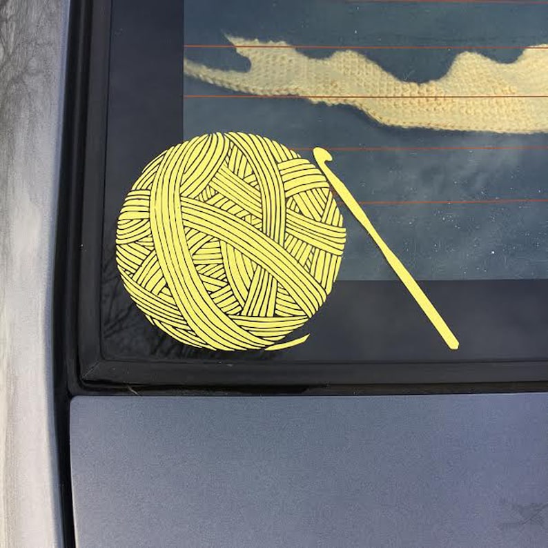 Crochet Hook and Yarn Vinyl Car Decal  Car Decals for Women  image 0