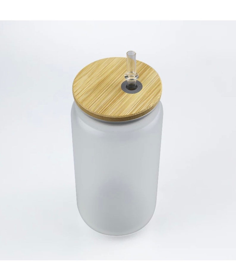 16oz Sublimation Frosted Glass Beer Can Glass Bamboo Lid Gift