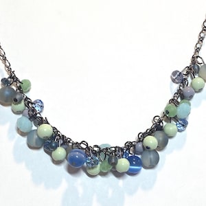 Wisteria & Moss Necklace | Beaded Cluster Necklace in Purple, Blue and Green | Dreamy Forest Inspired Jewelry