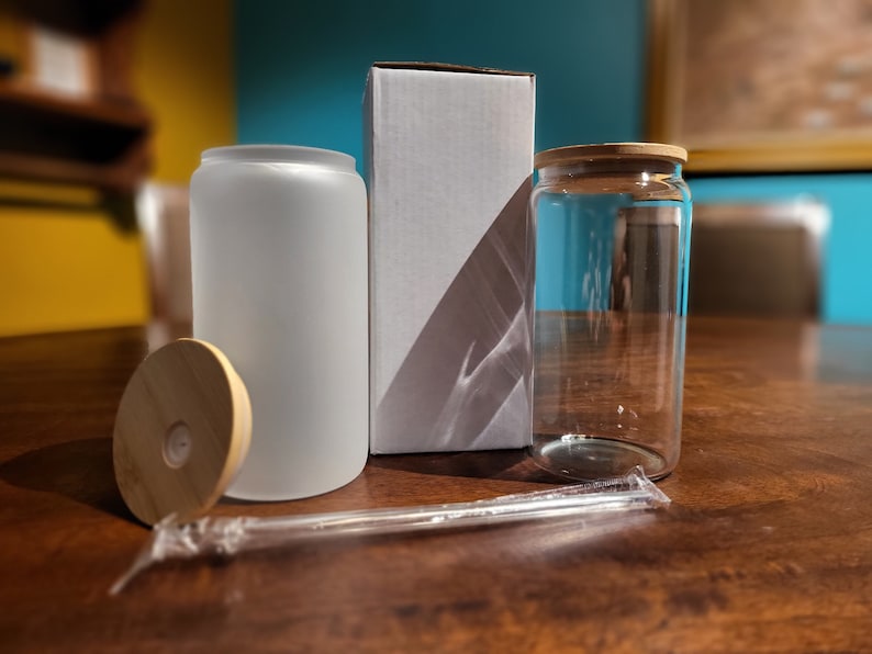 16 Oz Frosted and Clear Sublimation Glass Beer Cans Glass Can Etsy