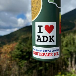 I Heart ADK Sticker| Hiking gifts | Adirondack State Park | Mount Marcy | Whiteface | Water Bottle Sticker | 46er | Lake Placid | I love ADK