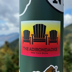 The Adirondacks| ADK | Hiking gifts | Adirondack State Park | Mount Marcy | Whiteface | Water Bottle Sticker | 46er | Adirondack Chairs