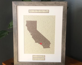 Personalized Bronze 8th Anniversary Gift, Wedding Song State Art