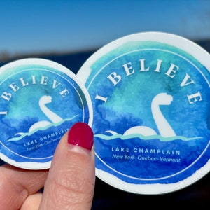 Lake Champlain Champy I Believe | I Lake Monster Sticker | Plattsburgh | Burlington | I Believe | Lake Champlain Water Bottle Sticker Champ