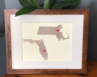 Personalized State Outline Anniversary Gift, Wedding Song Lyrics, Framed