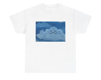 Whimsical Cloud Graphic Tee, Cute T-Shirt for Relaxation, Gifts for Friends, Cozy Wear, Cloud Lover Apparel, Unisex Heavy Cotton Tee