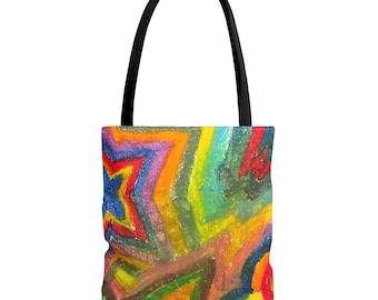 Colorful Art Tote Bag, Vibrant Shopping Bag, Unique Gift for Artists, Eco-Friendly Carryall, Fun Beach Tote, Festival Bag