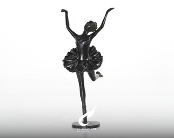 Escultura de bailarina em arabesco em latão, estatueta de dança com a perna levantada, presente decorativo para balé.