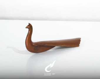 Escultura modernista de pavão em latão, estatueta abstrata de pássaro, decoração de mesa em estilo Art Déco