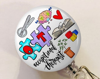 Occupational Therapist Badge Reel - PT Badge Reel - ID Retractable badge, ID Badge Reel - Pt Gift - Ot Gift - Occupational Therapist Gift