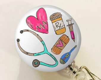 Nurse Badge Reel - RN Badge Reel - ID Retractable badge, ID Badge Reel - Nurse Gift