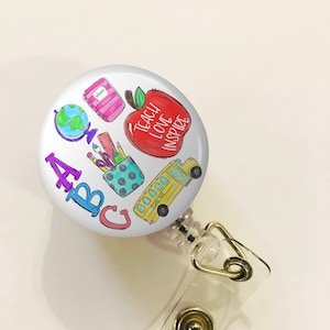 Teacher Badge Reel - Teacher ID Badge Reel - ID Retractable badge, ID Badge Reel - Teacher  Gift
