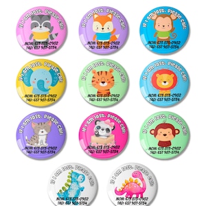Emergency Contact Button Badge - Emergency Contact Button Pin - Child Emergency Contact Badge - Child Pin