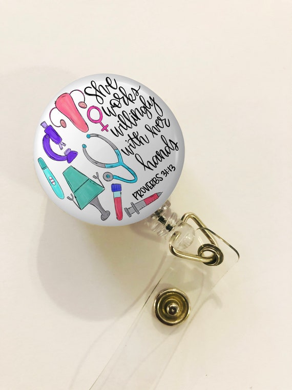 Obgyn Badge Reel Obgyn Lanyard She Works Willingly With Her Hands ID  Retractable Badge, ID Badge Reel Obygyn Gift -  Canada