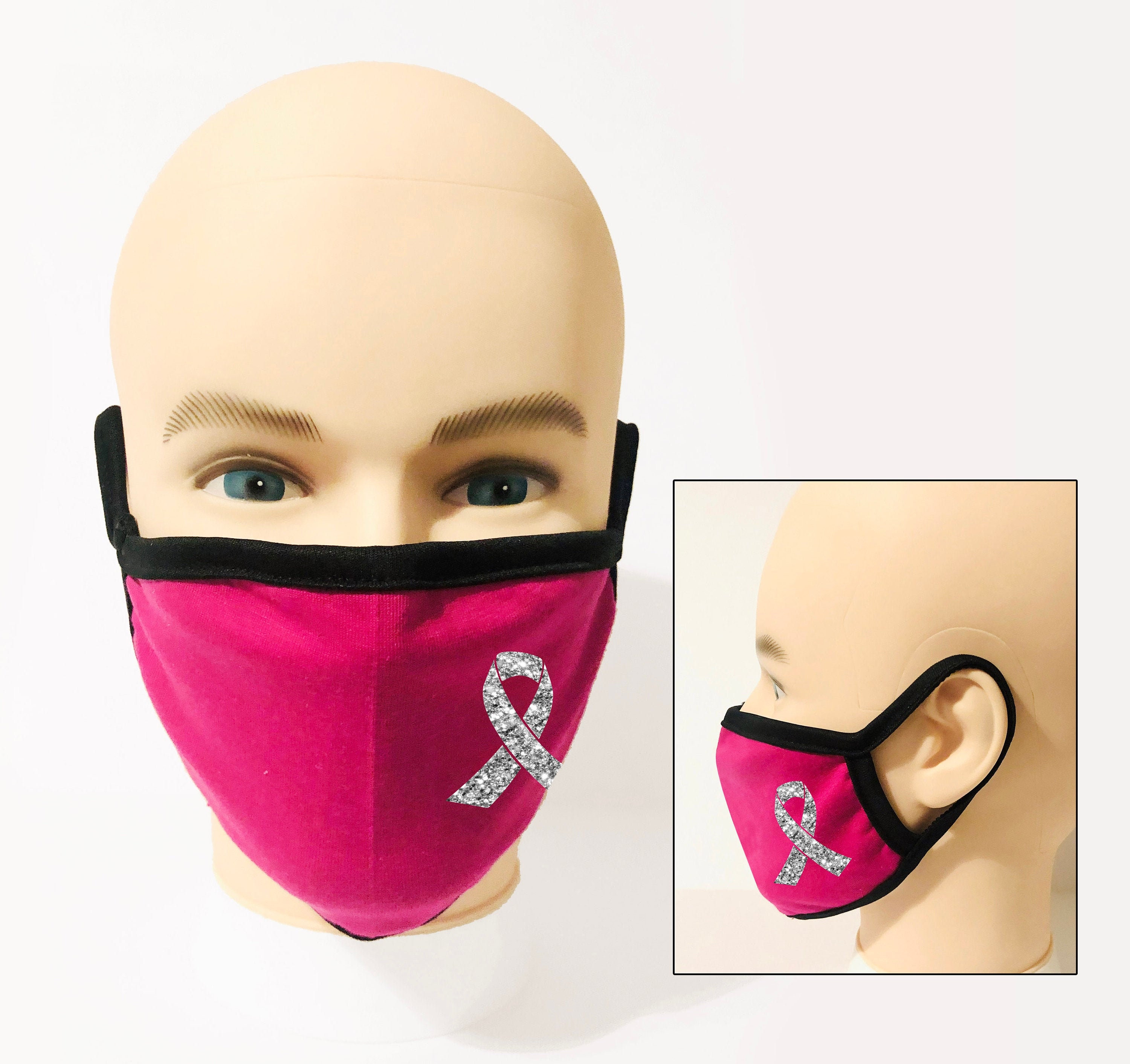 Reusable Breast Cancer Face Mask Pink Ribbon Face Mask Etsy