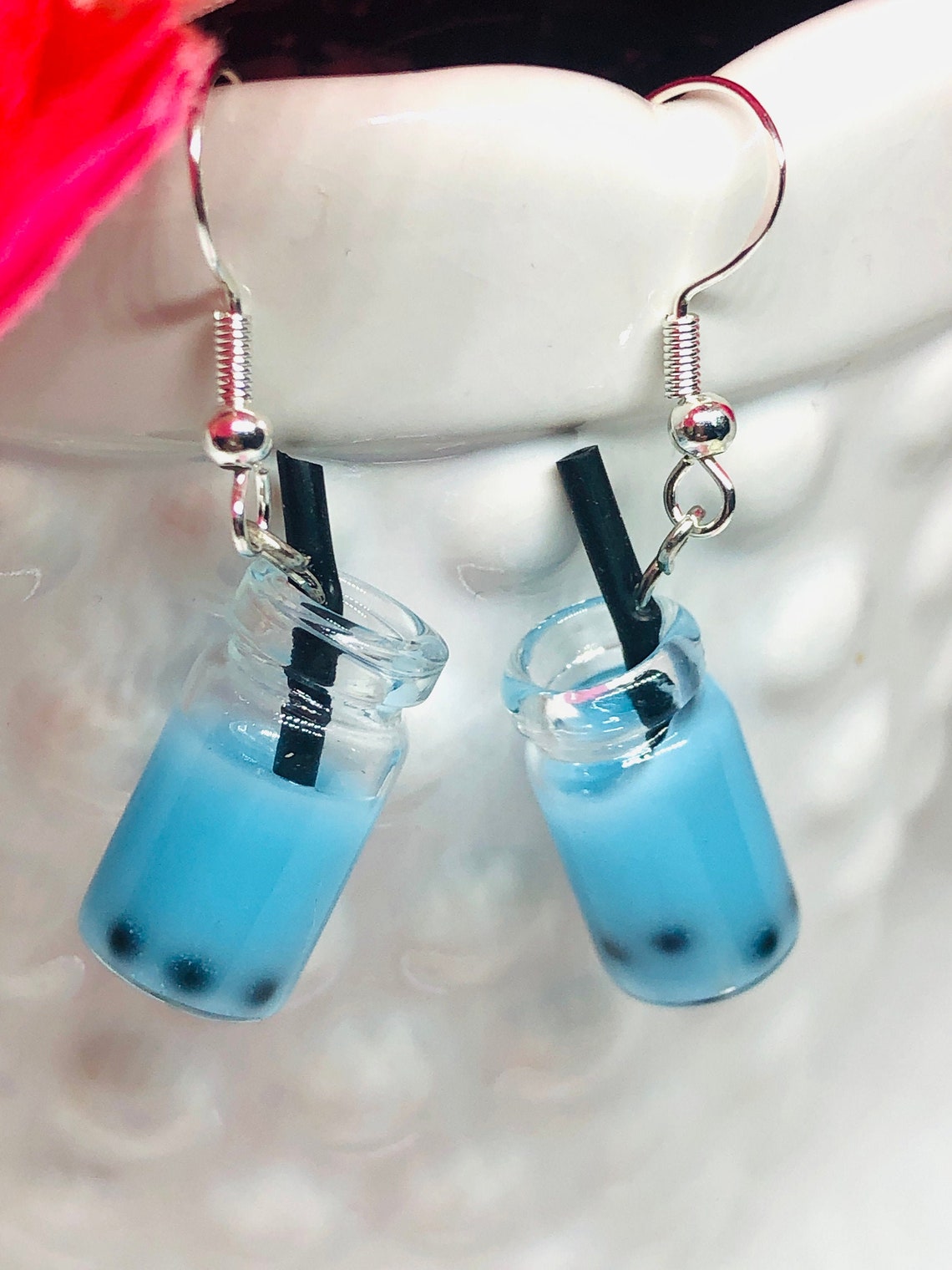 Bubble Tea Earrings Boba Tea Jewelry Boba Dangle Earrings Etsy