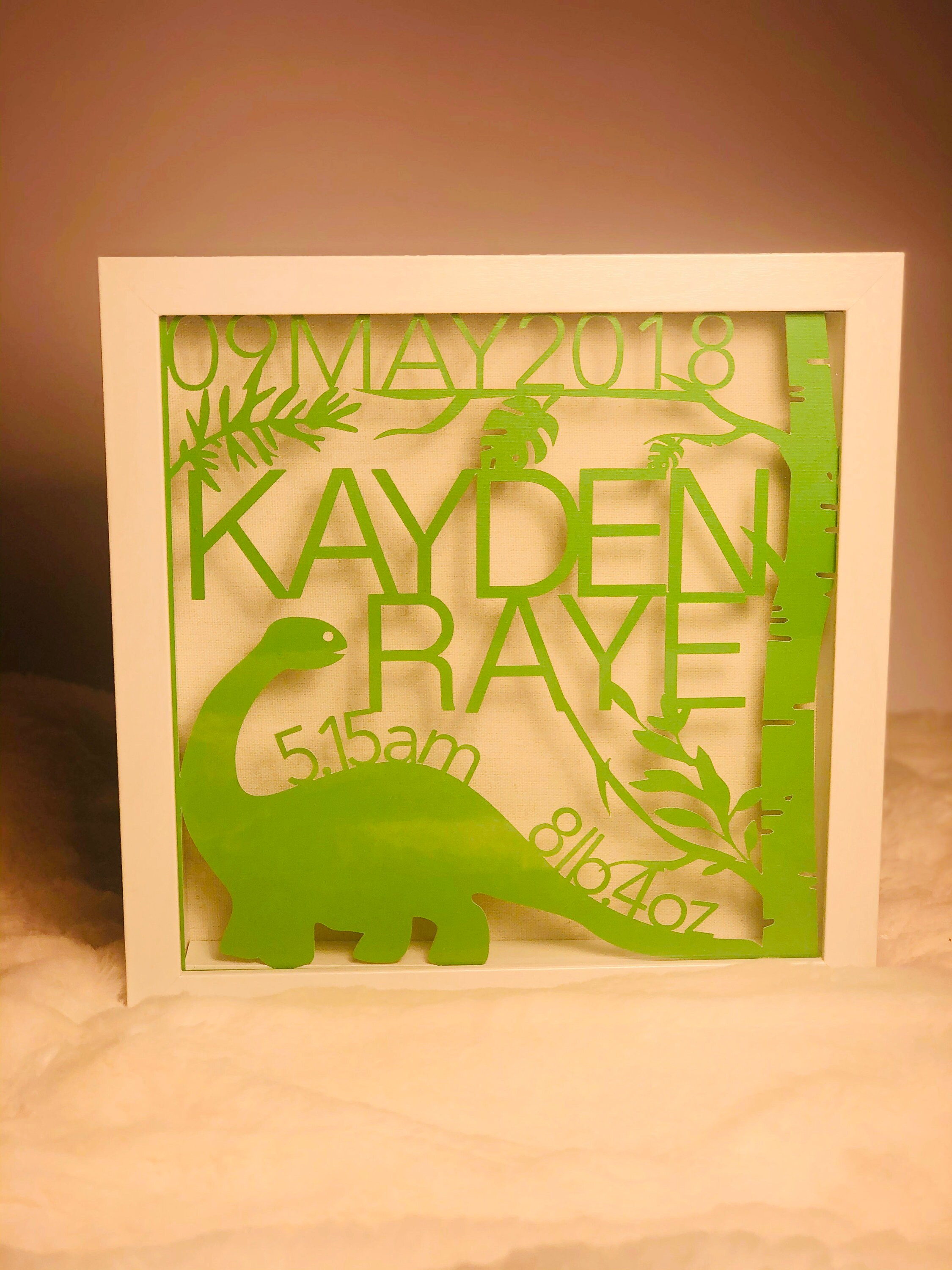 Personalized Baby Shadow Box Dinosaur Shadow Box Baby Boy Etsy