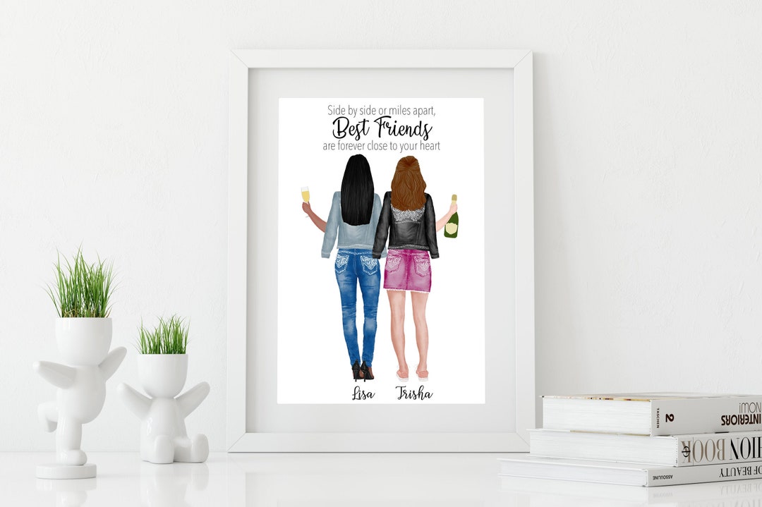 Two Best Friends Print, Customized Best Friends Print, Friendship Print ...