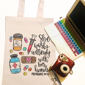 CafePress Future Pharmacist Tote Bag - Natural Canvas Reusable Shopping Bag With Fun Design - View #6