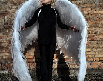 White Angel Wings Costume With Angel Wings Large Wings Moving Wings