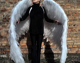 White Angel Wings Costume With Angel Wings Large Wings Moving Wings