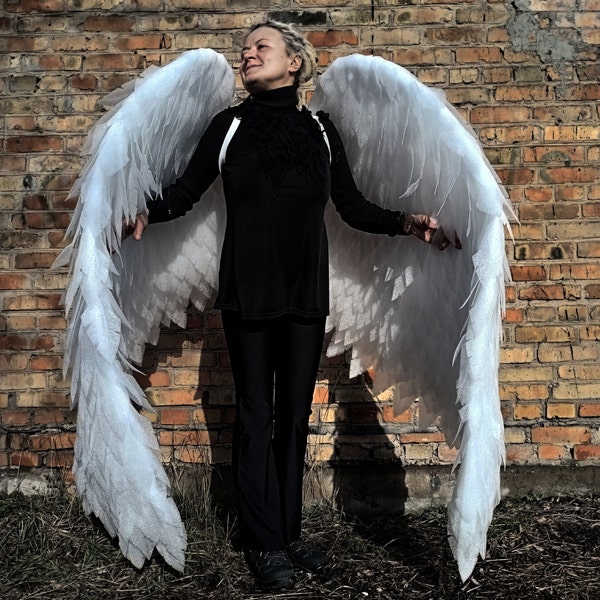 White Angel Wings Costume With Angel Wings Large Wings Moving Wings