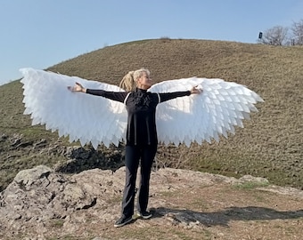 Alas de ángel blancas: alas de disfraz grandes y móviles