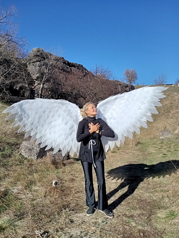 Disfraz de alas de ángel grande, disfraz de ángel blanco, alas
