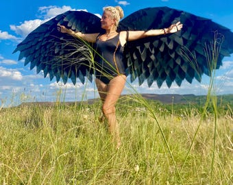 Alas de ángel negras para cosplay, disfraz de alas de ángel grandes