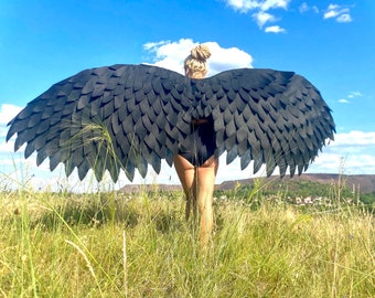 Disfraz de cosplay de alas de ángel negras Alas de ángel grandes