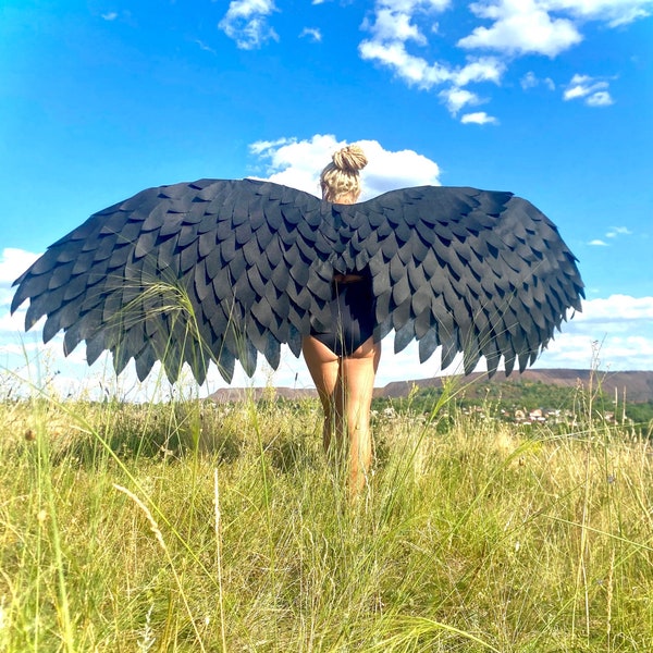 Zwarte Engelenvleugels Kostuum Cosplay Props Grote Engelenvleugels Open