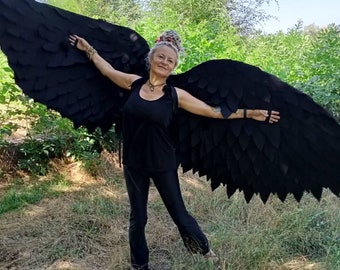 Alas de ángel negras: alas grandes para disfraces de cosplay, festivales y sesiones de fotos
