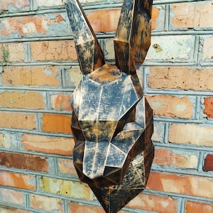 Testa di coniglio Papercraft, Coniglio di carta fai da te, Lowpoly Banny Head, Banny Head Papercraft, Testa di coniglio, Banny Head, Head Trophy