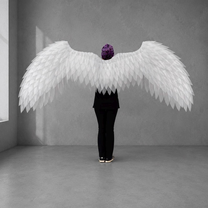 White Angel Wings Costume With Angel Wings, Big Wings, Moving Wings ...