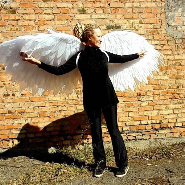 White Angel Wings Costume With Angel Wings Large Wings Moving Wings