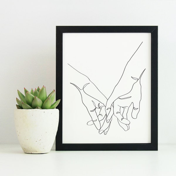 Pinky Swear Printable, Soulmate drawing, Pinky Promise, Line Art Pinky Swear Print, Single Line Art Hands Poster, Pinky Promise Print