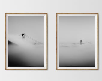 Golden Gate Bridge Art Print: San Francisco Black and White Photo (Digital Download)