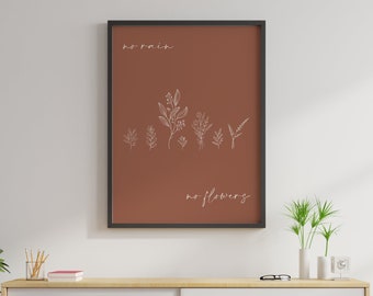 Terra Cotta Flowers Print: Boho Minimalist Wall Art (Digital Download)