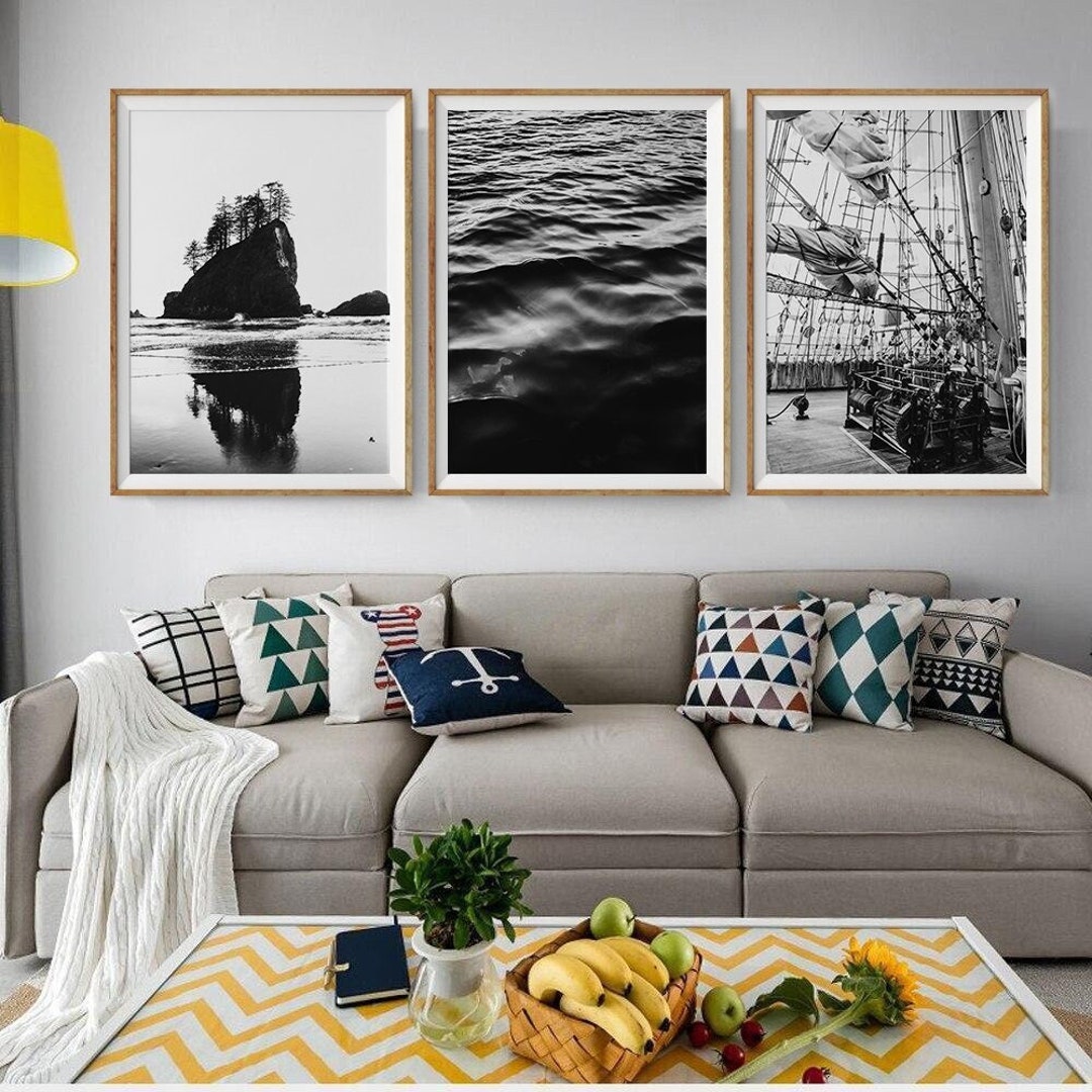 3 Piece Wall Art Black and White, Photography Prints, Living Room, Wall ...