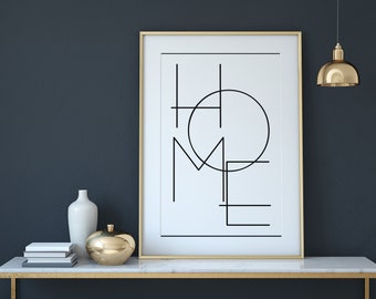 HOME Minimalist Line Art Print: Modern Home Decor (Digital Download)