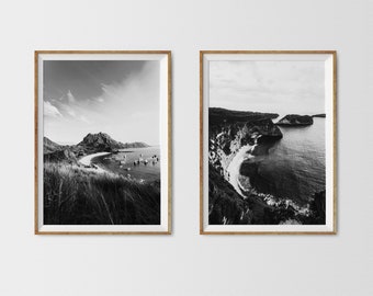 Black and White Beach Photography Prints: Coastal Wall Art Set (Digital Download)