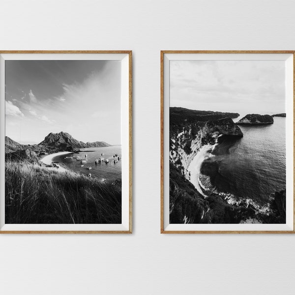 Coastal Set of 2 Prints, Photos de plage noir et blanc, Coast Print, Set of 2 Wall Art, Ocean Prints Set, Coastal Photography