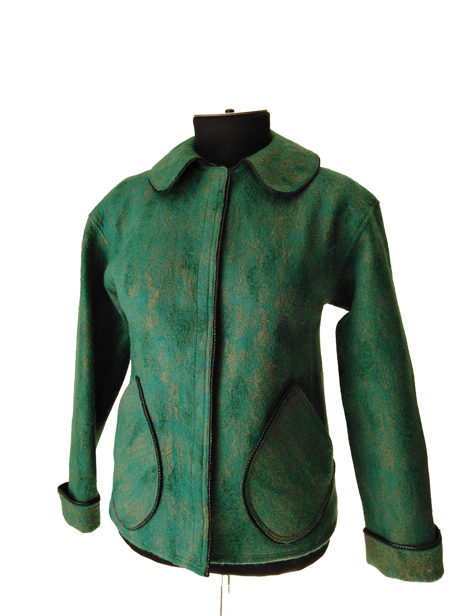 Dark Green Wool Jacket.green Felt Jacket.wool Handmade Jacket Etsy