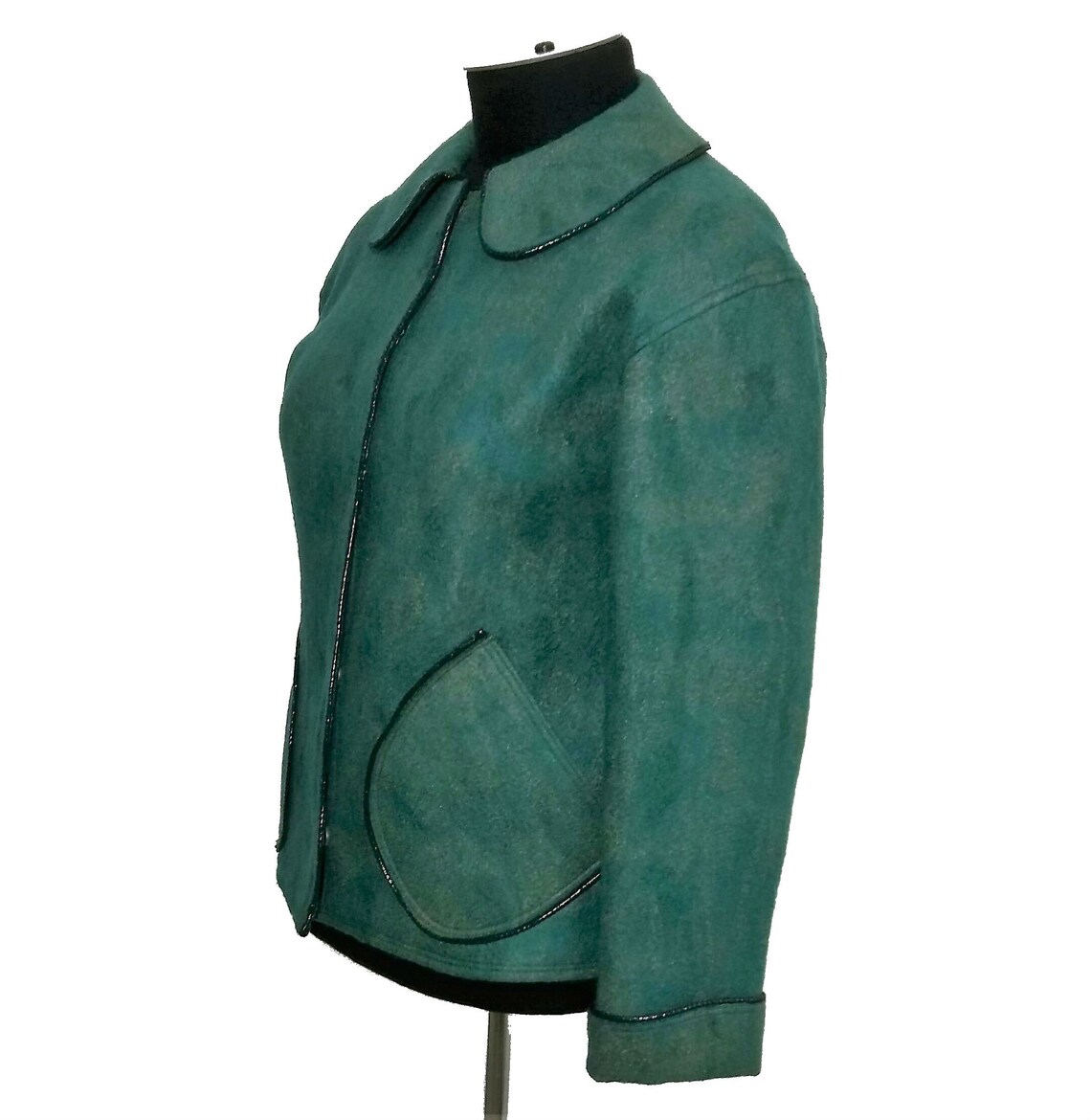 Dark green wool jacket.Green Felt Jacket.Wool handmade jacket Etsy
