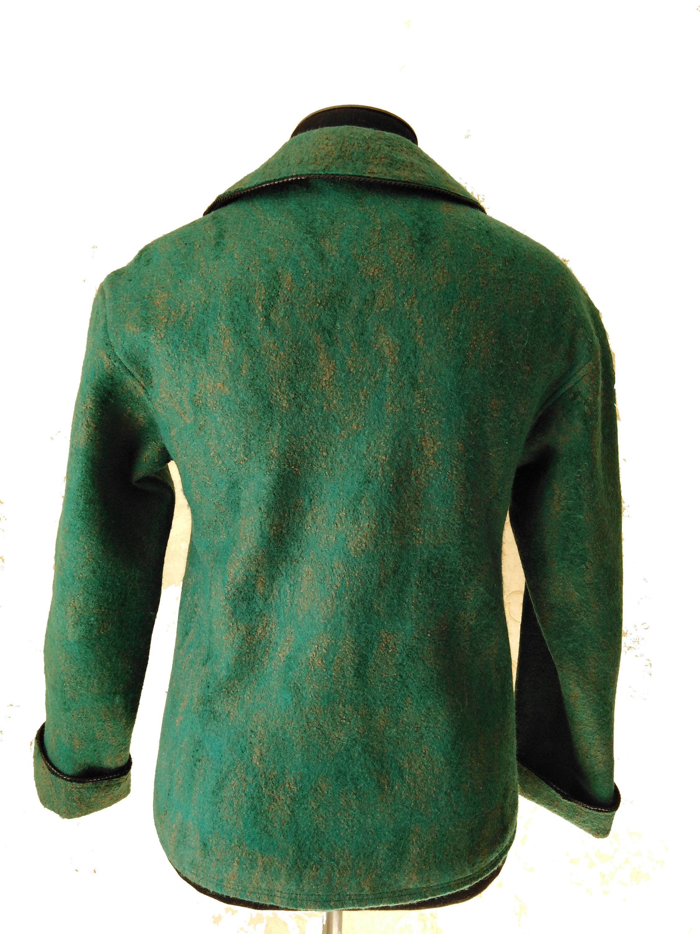 Dark green wool jacket.Green Felt Jacket.Wool handmade jacket Etsy