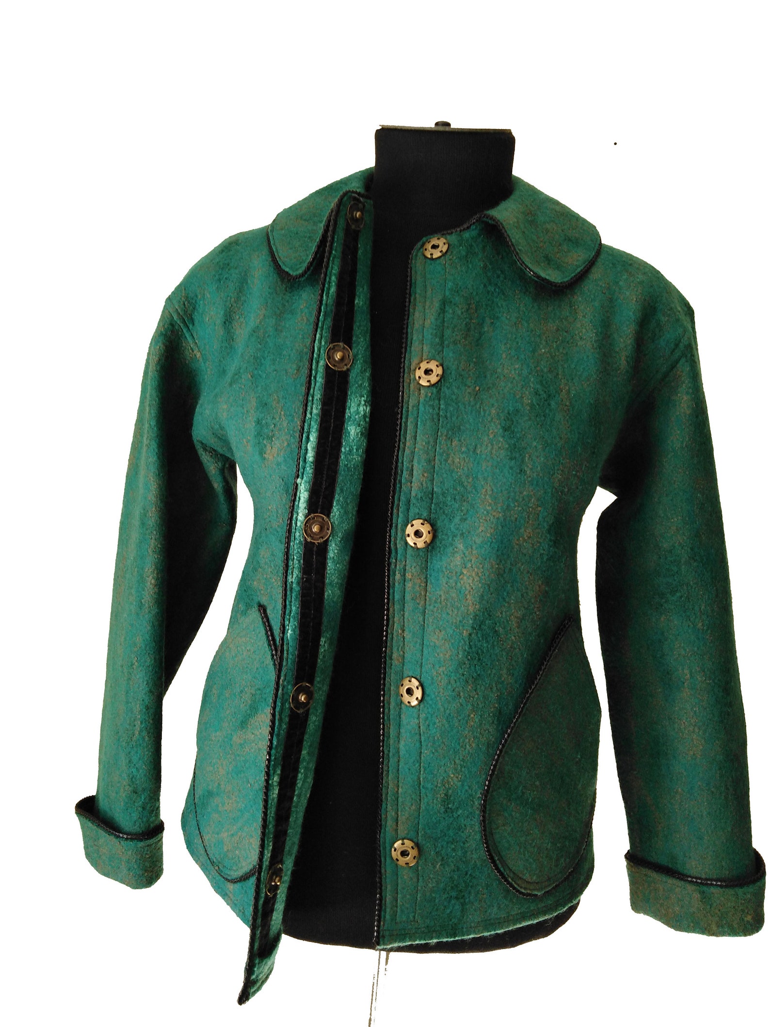 Dark Green Wool Jacket.green Felt Jacket.wool Handmade Jacket Etsy