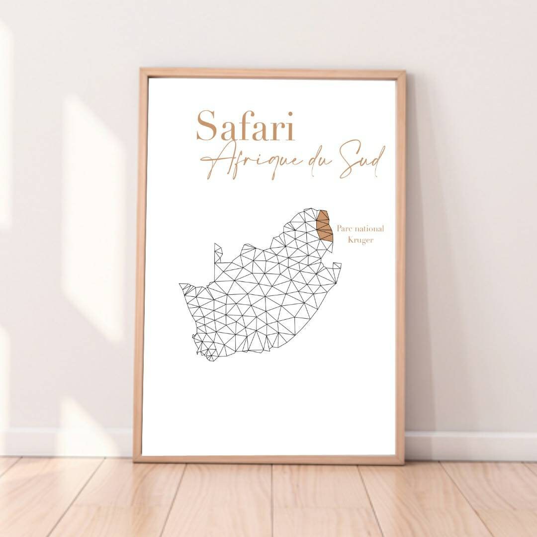 Affiche Afrique Du Sud, Affiche Pays, Voyage Personnalisée, Safari