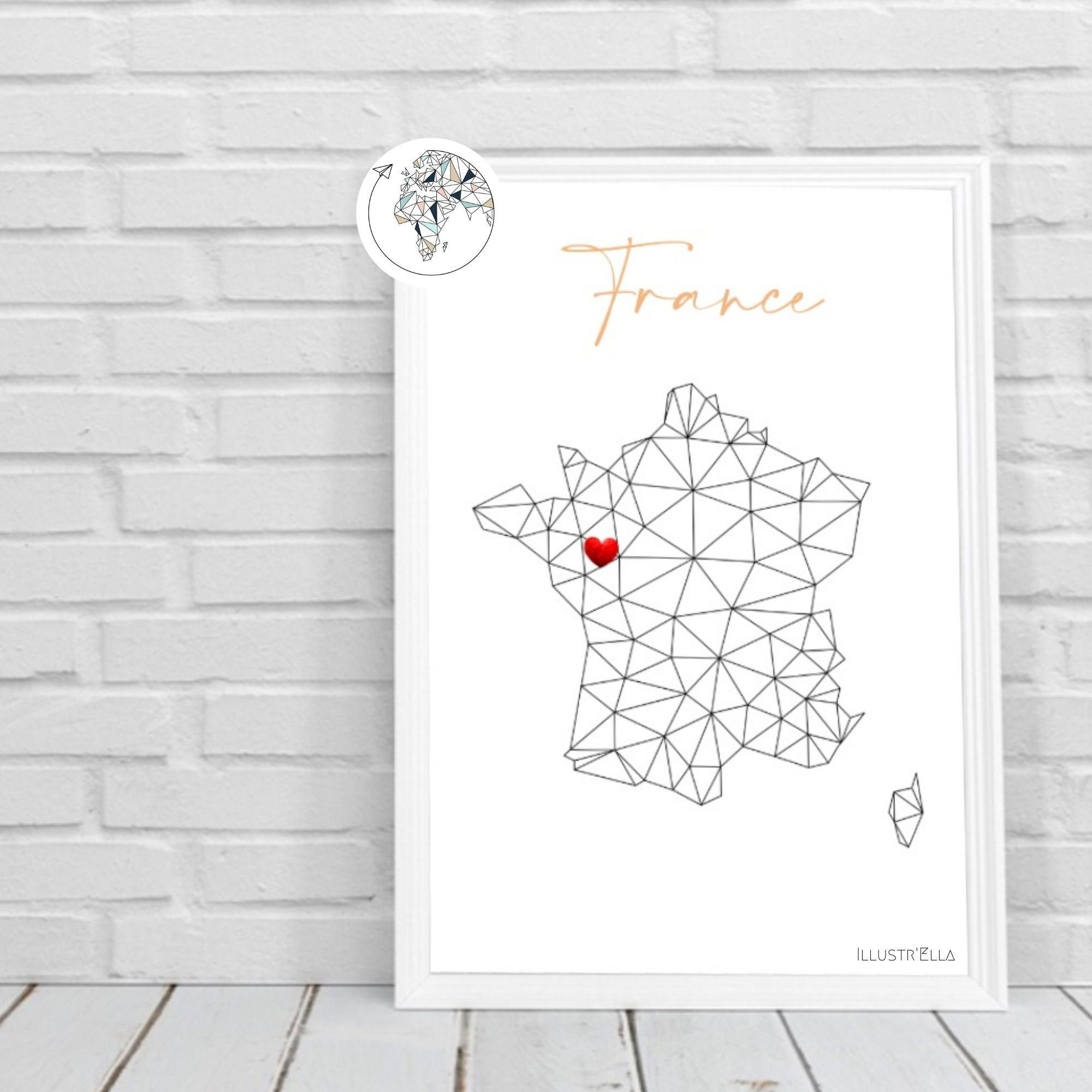 Affiche France, Carte Affiche Corse, Pays de La Loire