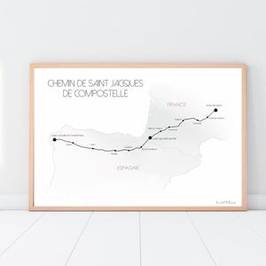 Affiche randonnée Chemin de Saint-Jacques de Compostelle – Carte Itinéraire Minimaliste |